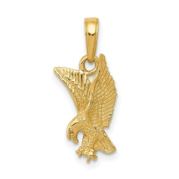 DewberryDiamonds 14k Yellow Gold Jewelry Eagle Landing Pendant Motivational Unisex Charm (Weight : 1.14 g, Length : 19 mm, Width : 9 mm)