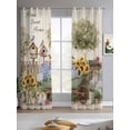 thumbnail image 2 of Spring Flowers Sheer Curtains 84 Inch Length 2 Panels Set for Living Room/Bedroom, Farmhouse Hydrangea Sunflowers Bunny on Linen Kitchen Curtains Grommet Curtains Window Treatments 42"x84"x2, 2 of 7