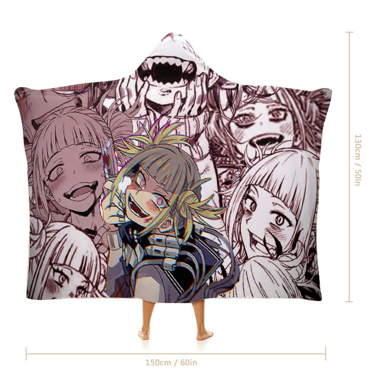 My Hero Academia Himiko Toga Wearable Blanket Cloak Arctic Velvet Hooded Blanket Soft Fuzzy Hoodie Blanket Cape for Adults Kids 50"x60"