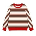 thumbnail image 4 of UQJfacai Girls Striped Crewneck Sweatshirt Kids Long Sleeve Oversized Sweater Boys Fashion Pullover Tops Fall Clothes 1-12 Years, 4 of 7