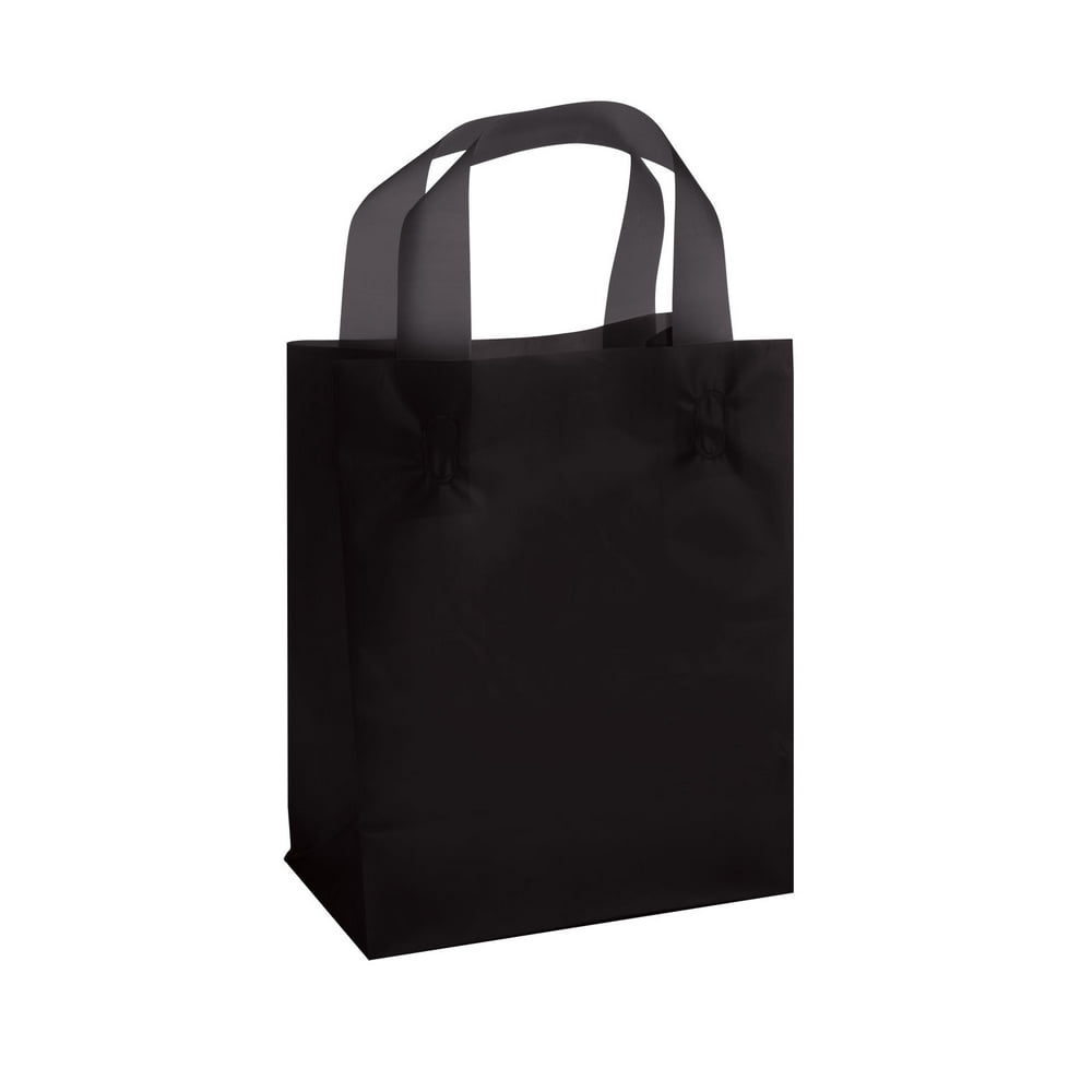 Medium Black Frosted Plastic Shopping Bags - 8
