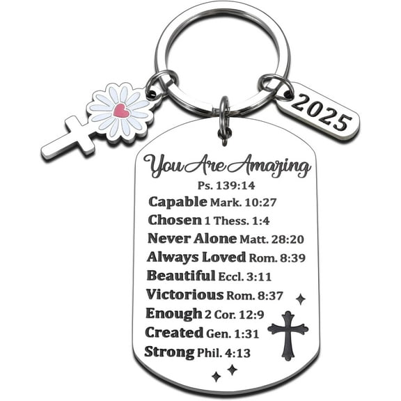Confirmation Gifts for Teen Girls Boys , Baptism First Communion Gift for Granddaughter, Easter Basket Stuffers for Teens Girls Women, Precious Moments Keychain Faith Based Gifts Bible Accessories