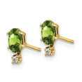 thumbnail image 2 of 14k Diamond & Peridot Birthstone Earrings, 2 of 5