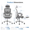 thumbnail image 3 of CONCETTA Mesh High Back Ergonomic Office Chair with Lumbar Support - Grey, 3 of 10