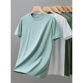 thumbnail image 2 of Camiseta de seda fina de verano de Dukeen para hombre, cuello redondo, manga corta, informal, suave, para fitness, camisetas modal de algodón lisas de gran tamaño, 2 of 5