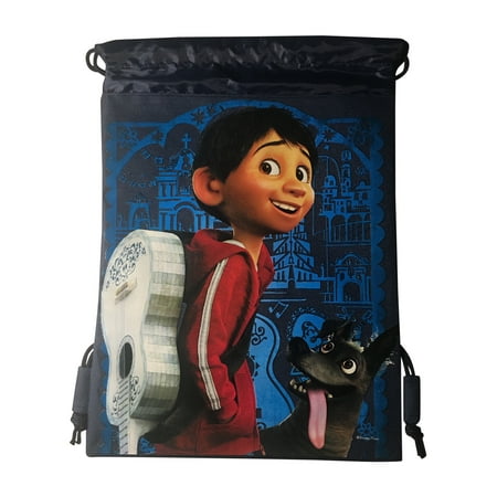 Disney Coco Drawstring Backpack Bag Remember Me (Blue (Best Bag To Carry At Disney World)
