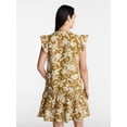 thumbnail image 4 of Time and Tru Women's Double Cloth Mini Dress with Flutter Sleeves, Sizes XS-XXXL, 4 of 6