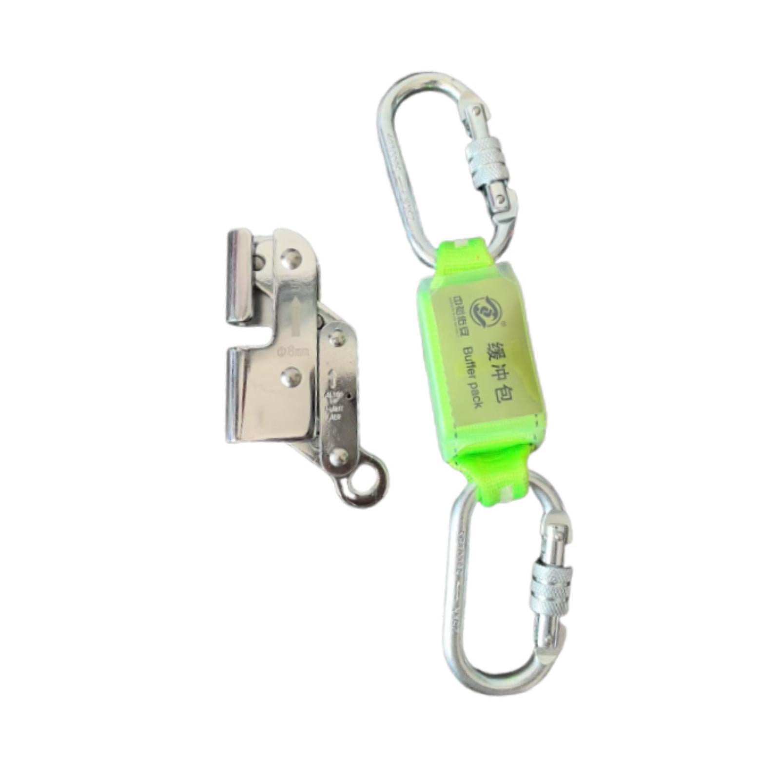 QccHieUs Sturdy Alloy Steel Rope Grab Rock Climbing 15KN Heavy Duty Fall Arrester Caving with Rebar Hook