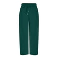 thumbnail image 6 of CYiJun Womens Flowy Pants Drawstring Waist Wide Leg Palazzo Beach Pants Loose Fit with Pockets, 6 of 9