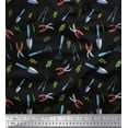 thumbnail image 1 of Soimoi Black polyester Crepe Fabric Garden Tool Hardware Printed Craft Fabric by the Yard 42 Inch Wide, 1 of 3