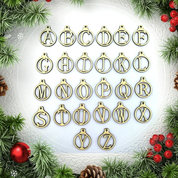 FRCOLOR Wooden Name Surname 26 Letter Round Tag Gift Box Label Tag Cards Wedding Christmas Favor Label Festival DIY Decor