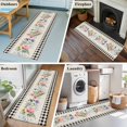 thumbnail image 5 of Runner Rug 2 x 6 Ft, Pink Spring Floral Washable Non-Slip Floor Mat for Kitchen Hallway/Entryway, Black White Plaid Pastoral Flowers Rustic Long Kitchen Runner Area Rugs for Living Room, Low-Profile, 5 of 7