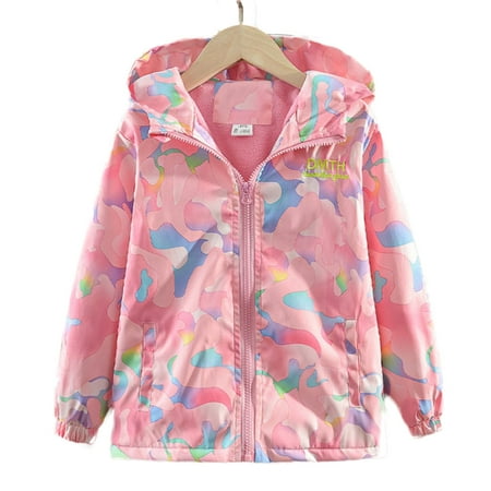 

URMAGIC 3-13Y Child Girls Fleece Lined Active Jakcet Outdoor Windbreaker