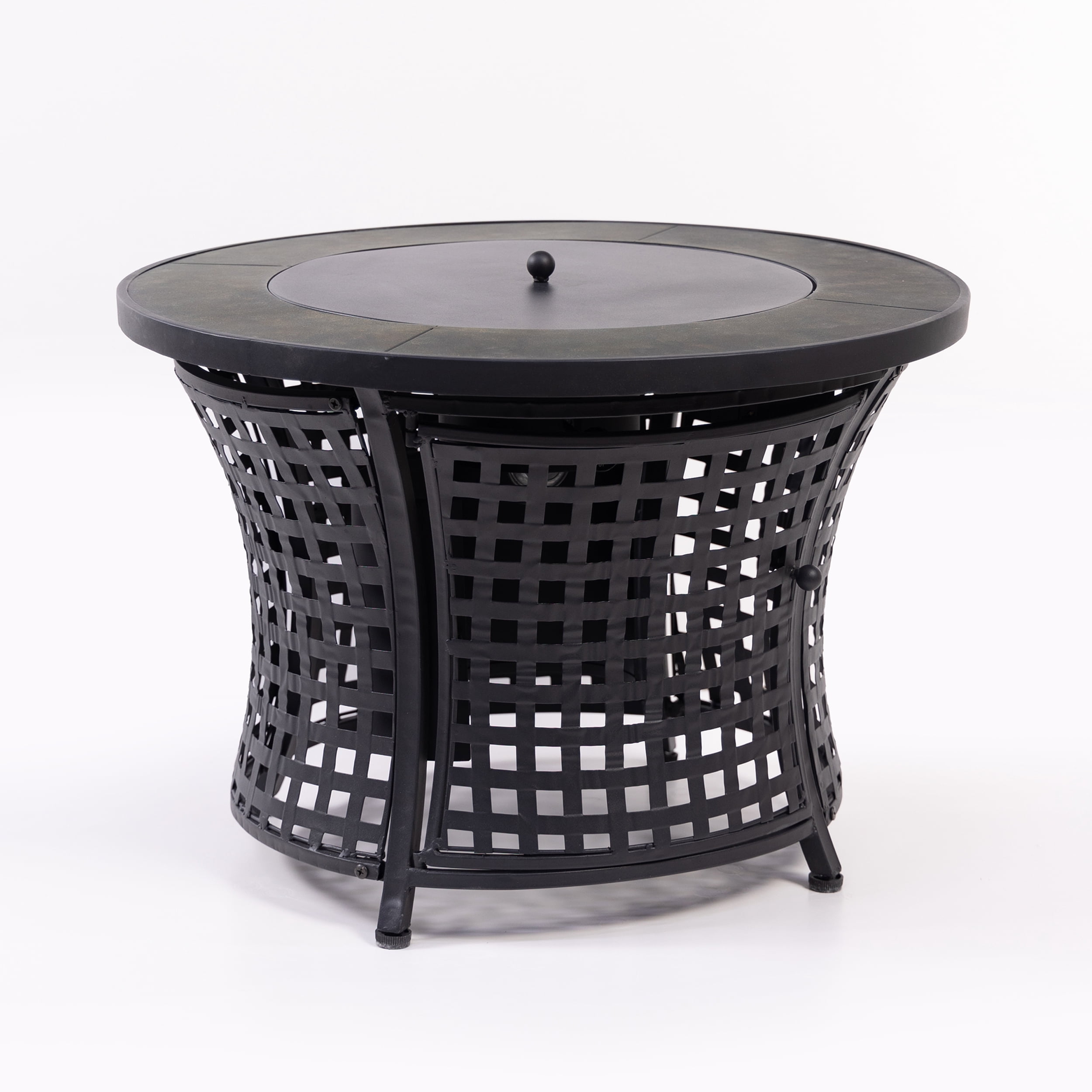 Deko Living Round Outdoor Propane Gas Fire Pit Table, 27.75 x 27.75 in, 8,000 BTU, Powder Thermospraying Finish with Lava Rock Filler