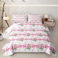 thumbnail image 2 of Erosebridal Watercolor Rose Bed Spread Queen,Ribbon Bow Floral Queen Coverlet Set For Girls,3pcs, 2 of 7