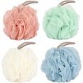 thumbnail image 1 of Esponjas de ducha de baño Lufas 1.76 oz bolas de esponja de malla 4 colores sólidos para lavado corporal baño hombres mujeres - Paquete de 4 estropajos de limpieza de lufa Accesorios de baño, 1 of 5