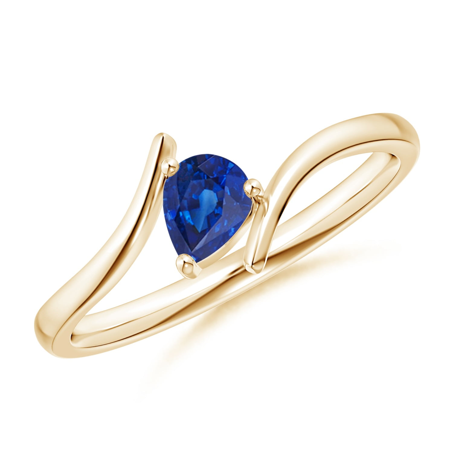 Angara - September Birthstone Ring - Bypass Pear-Shaped Blue Sapphire ...