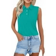 thumbnail image 3 of Yigetop Sleeveless Polo Shirts for Women, Shirts for Women 2025 Summer Button Down Collared Sleeveless Tops Business Work Casual Basic Blouses Golf Shirts for Woman Sky Blue 2XL, 3 of 6