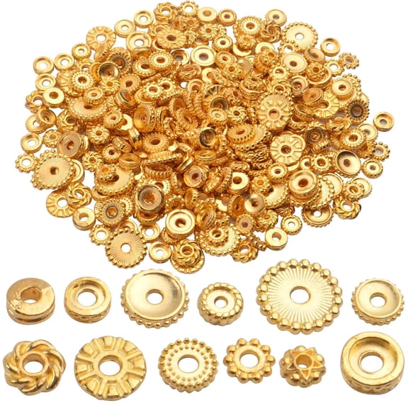 100 Gram Gold Spacer Beads Jewelry Bead Charm Spacers Alloy Spacer Beads for Jewelry Making DIY Bracelets Necklace and Crafting, (About 170-300pcs)