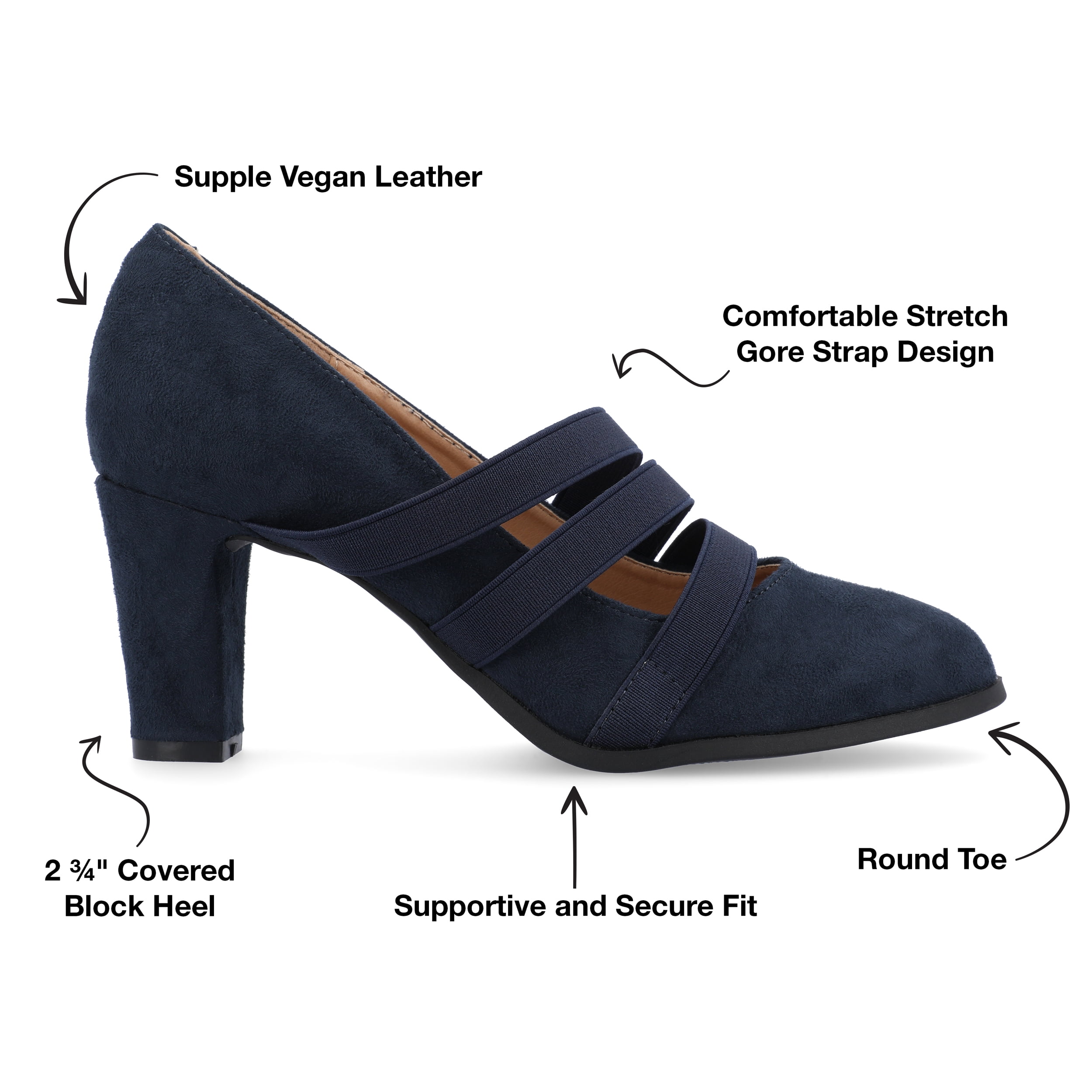 Journee Womens Loren Comfort Insole Round Toe Mid Block Heel Pumps, Widths Available