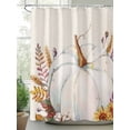 thumbnail image 2 of Fall Shower Curtain White Pumpkin Shower Curtains for Bathroom Thanksgiving Decor, Waterproof Polyester Shower Curtain Set with Hooks, Extra Long 72" x 84" Harvest Sunflower Leaves Beige, 2 of 6