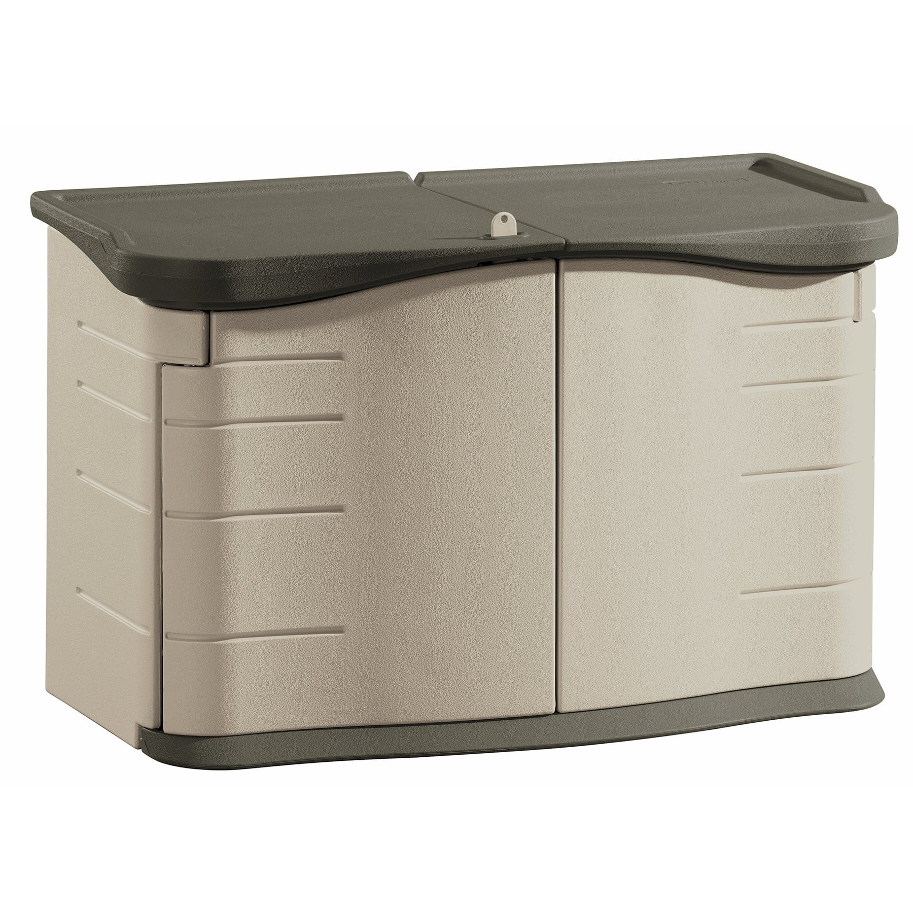 Rubbermaid Plastic Split Lid Outdoor Storage Shed Patio Garden Box Yard