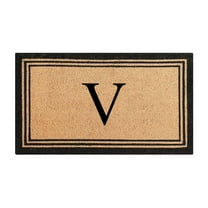 A1HC Black/Beige 24 in x 39 in Front Door Mat Coir PVC Classic Border Entryway Mat Heavy Duty Boot Scrapper Monogrammed Doormat