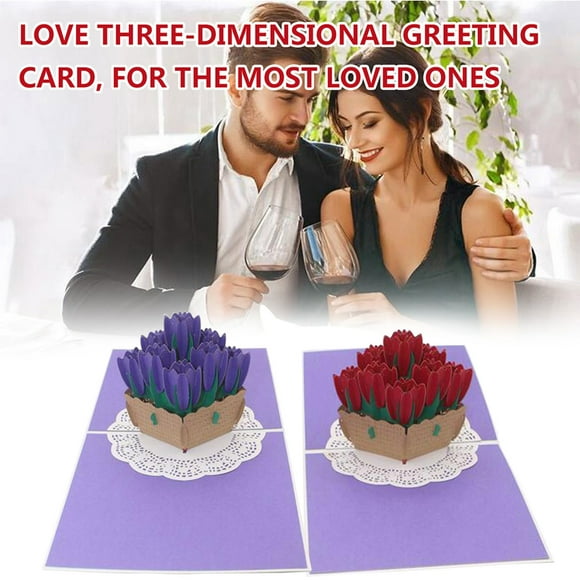 Oefntac Cadeaux d'Anniversaire pour Elle Carte de Vœux de la Saint-Valentin, Imprimé Rose Pop-Up, Signification Unique Anniversaire, Papier Message Cadeau pour Femme Petite Amie Uvre Romantique
