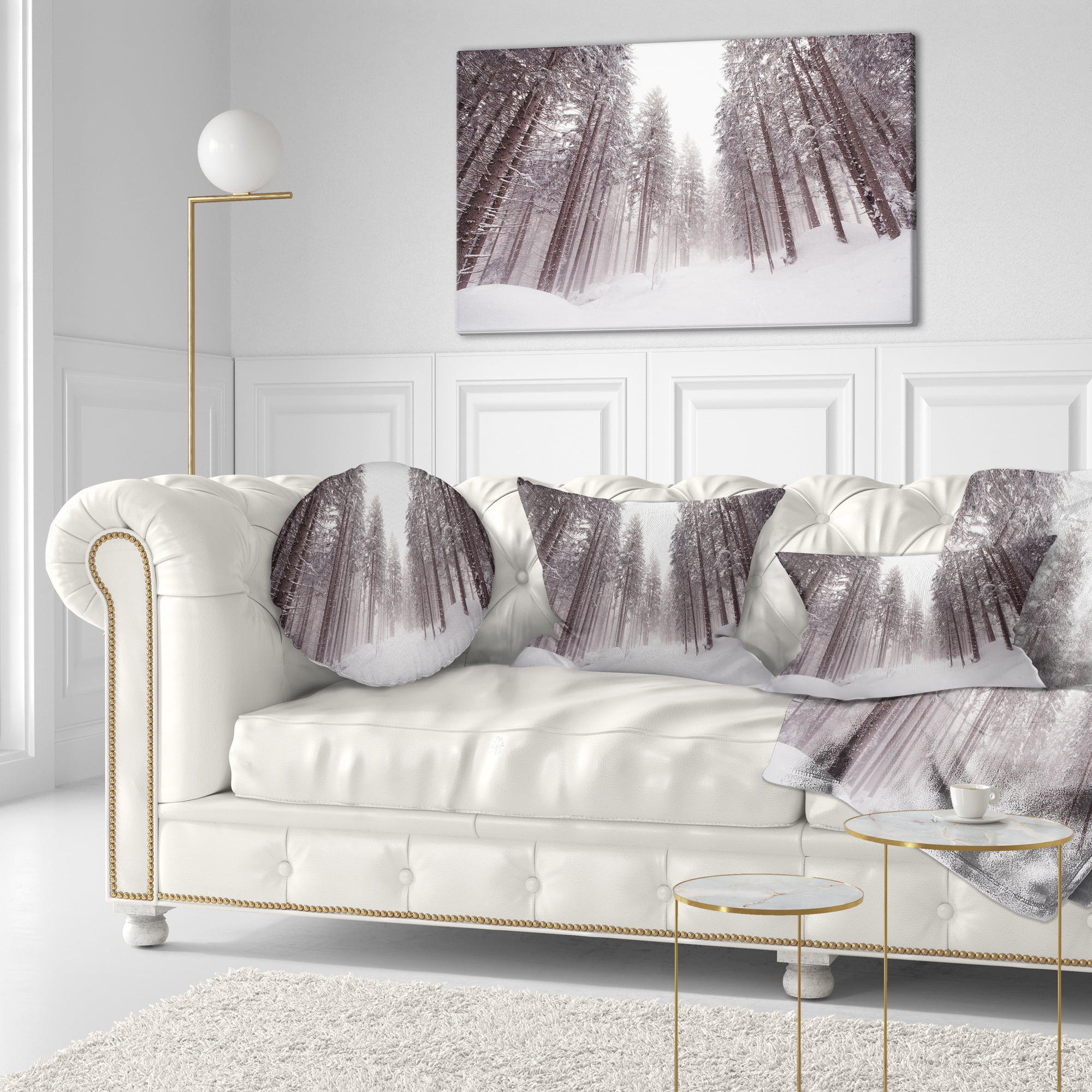 Designart Winter Scenery in Trentino Alto Adige - Forest Throw Pillow - 12x20