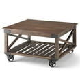 thumbnail image 5 of Trent Home Solid Mango Wood Square Coffee Table in Distressed Dark Brown, 5 of 17