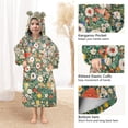 thumbnail image 3 of FORMRS Wearable Blanket Hoodie with Sleeves for Kids Cozy Flannel Sweatshirt, Beige Floral Garden, 3 of 7