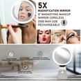 thumbnail image 5 of NuBrilliance 8” Magnifying Makeup Mirror Cordless USB Rechargeable -5X Magnification with 360° Dimmable Lighting and Touch Control Cosmetic Makeup Mirror, 5 of 8