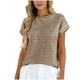 thumbnail image 1 of Moda de Verano de las Mujeres Casual Montado Color Sólido Cuello Redondo de Punto Camiseta de Poliéster Ligero Suave Cómodo de Manga Corta, 1 of 5