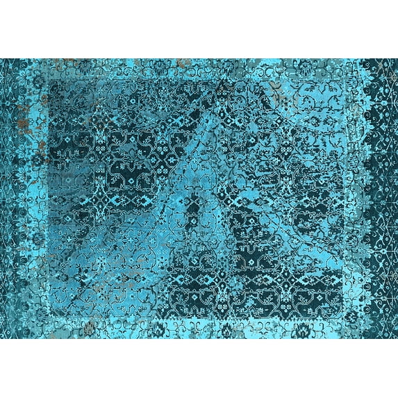 Ahgly Company Indoor Rectangle Oriental Light Blue Industrial Area Rugs, 4' x 6'