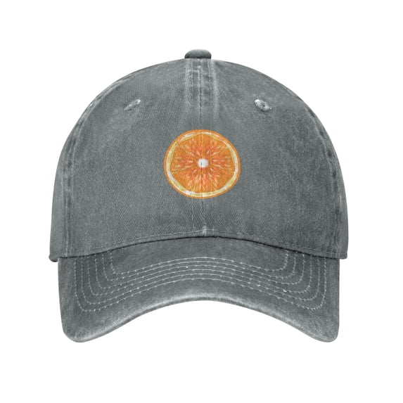 ZICANCN Adjustable Baseball Cap Women, Sliced Orange Pattern Hats for Men Adult Washed Cotton Denim Baseball Caps Fashion, Gray