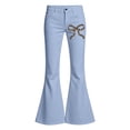 thumbnail image 4 of Landzoo Girls Flared Pants Bowknot Graphic Slim Fit High Waisted Fall Casual Kid Girls Trousers, 4 of 4