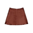thumbnail image 4 of Deago Women's Satin Silky Mini Skirts High Waisted Flared Short A-Line Zipper Party Club Skirt (Coffee, XL), 4 of 7