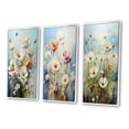 thumbnail image 3 of Designart "Meadow Calm Bliss Muted III" Floral & Botanical Framed Wall Art Set Of 3 - White Meadow Frame Canvas Set For Living Room Decor, 3 of 6