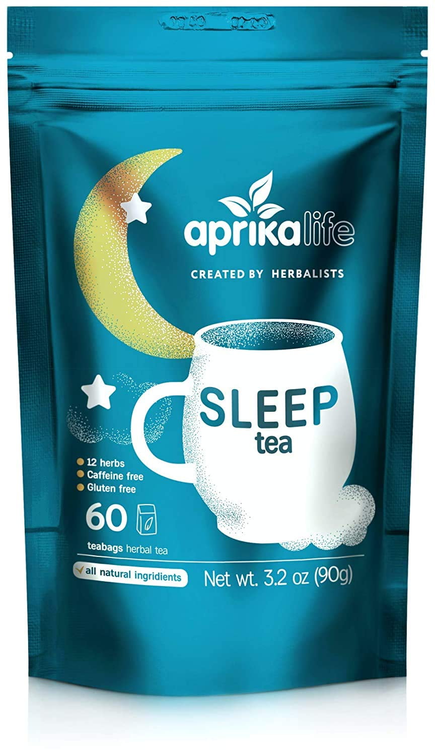 Aprika Life - Sleep Tea Bags & Sleep Guide, 100% Natural Herbal Tea - 3.2 oz 60 Ct