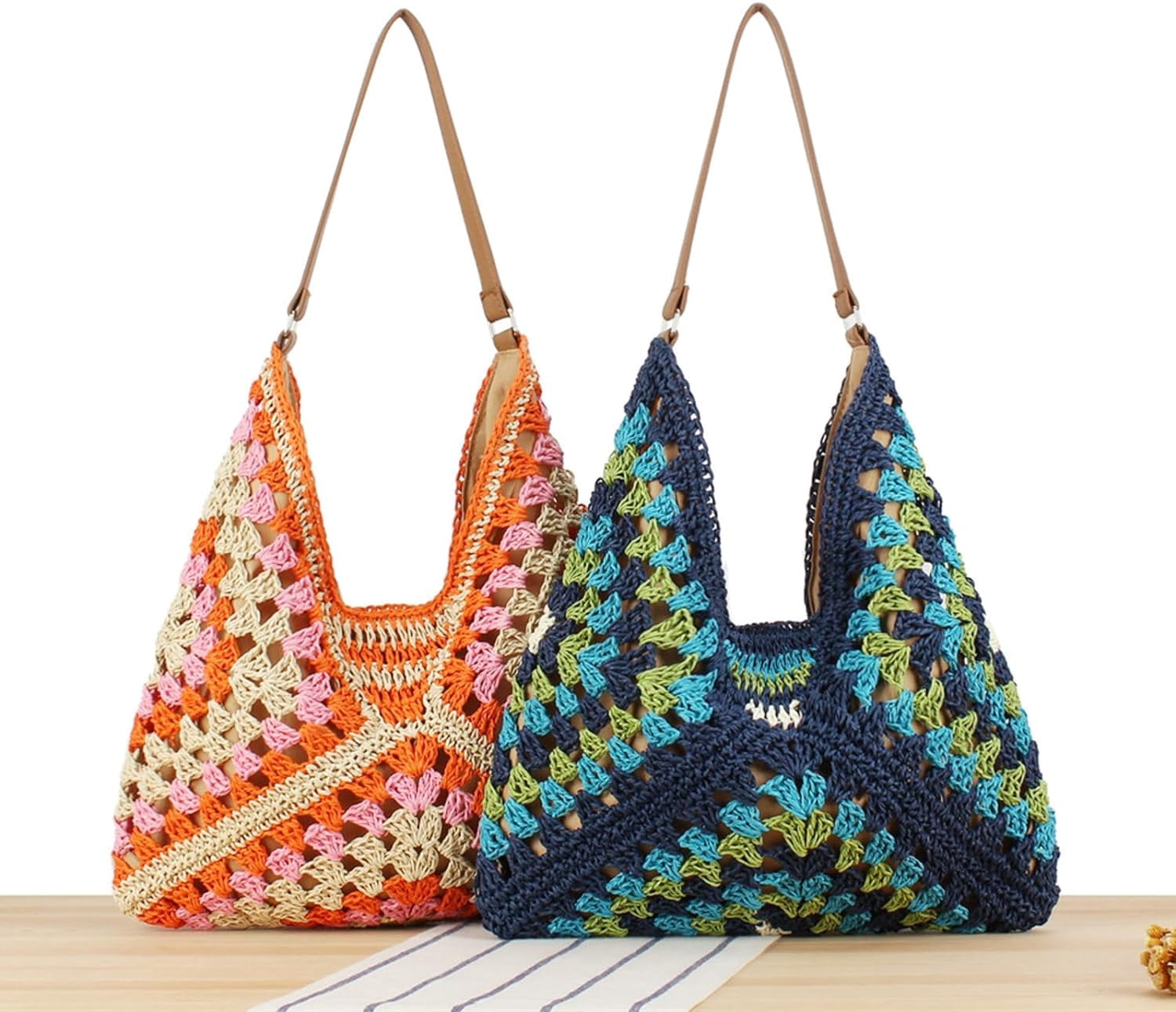 Zhengup Straw Bags for Women Summer Beach Tote Purse Crochet Shoulder Everything Holiday Work Everyday Handbag