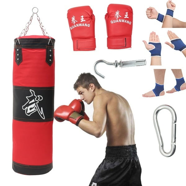 Empty Punching Bags Gloves Training Taekwondo Workout US Full Heavy Boxing Set 