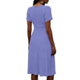 thumbnail image 5 of HAJWOH Women's Cocktail Trendy Dresses Formal Wedding Guest Modest Church Vintage Tea Party Midi Evening V Neck Shirts Sundress, 5 of 8