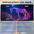thumbnail image 3 of 1 Pcs 2D Flat License Plate Covers & Frames, Neon Skeleton Horse For Decorative Front, Waterproof For Decoration Aluminum License Plate Covers & Frames Cover For Men Women, 12" X 6", 3 of 7