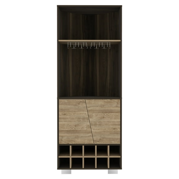 CoSoTower Corner Bar Cabinet Albarr, Living Room, Dark Oak / Pine
