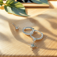 thumbnail image 4 of Yomhary 3 Pairs Women's Lucky Star Earrings - Delicate Stud and Small Hoop, 925 Sterling Silver Plated, Hypoallergenic, 4 of 5