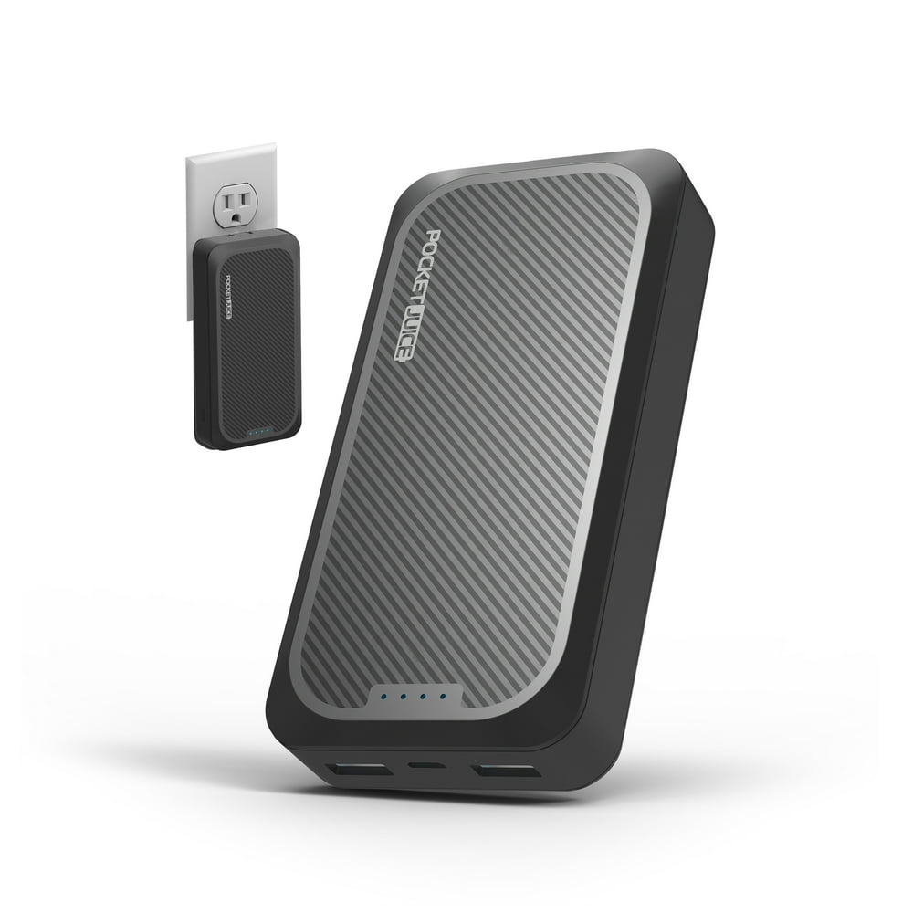 PocketJuice Endurance AC 10,000 mAh Power Bank With HighSpeed Dual USB Ports And Built In Wall