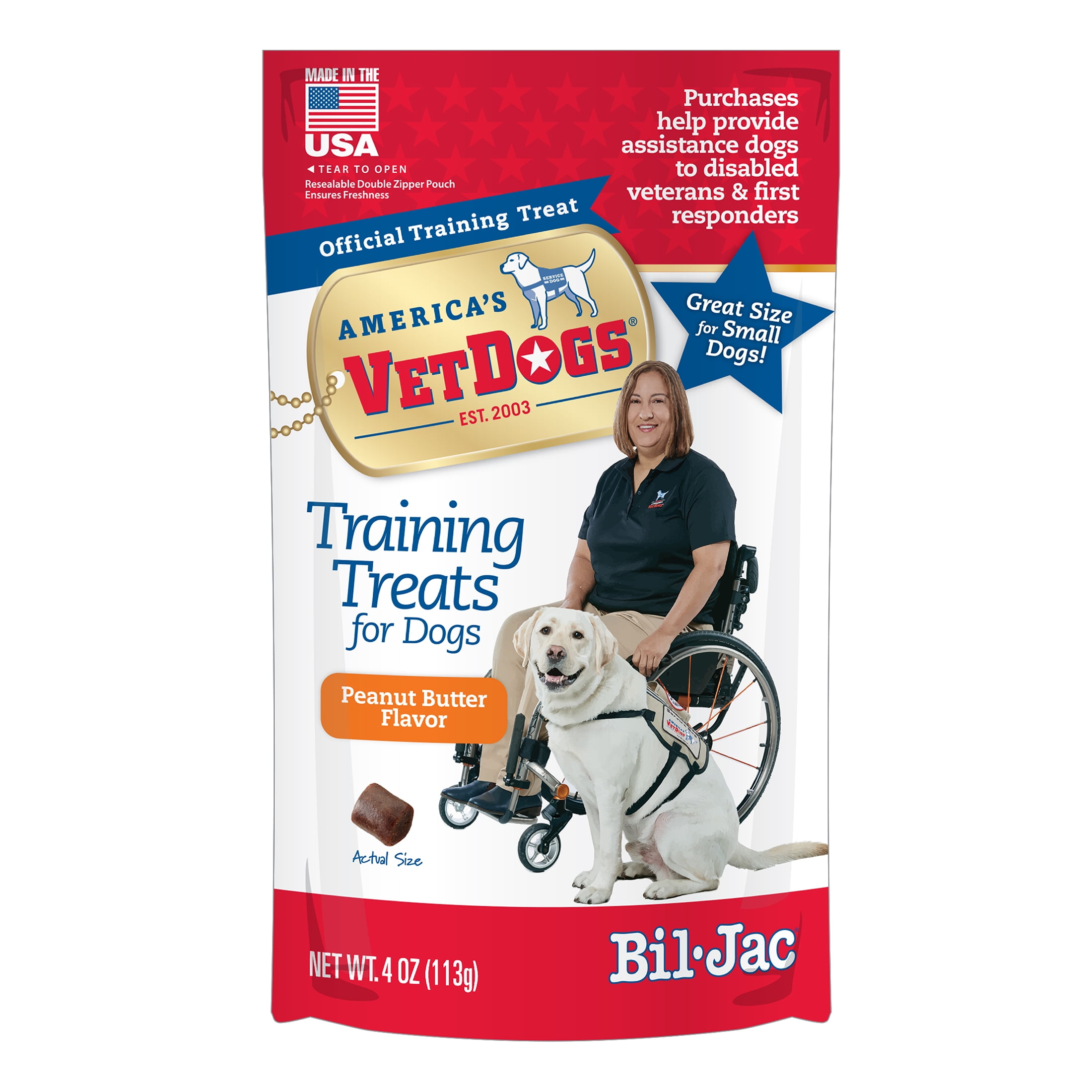 (2 pack) Bil-Jac VetDogs Veteran's K-9 Corps Training Treat for Dogs, Peanut Butter Flavor, 4 oz.