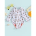 thumbnail image 3 of Musuos Toddler Girls Rash Guard Swimsuit Rompers 1-4T Long Sleeve Floral Print Knot Front Baby Bathing Suit Swimwear, 3 of 10