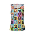 thumbnail image 4 of Xecao Cute Dogs Collage print women's scoop neck, loose-fit workout tank tops for the gym., 4 of 9