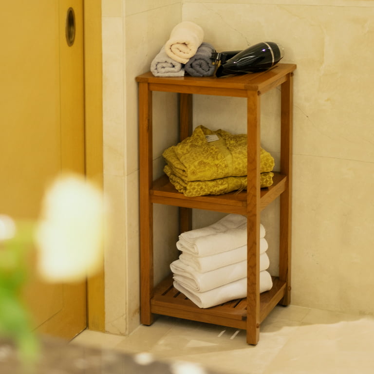 Havana Solid Teak Wood 3 Tier Bathroom Corner Shelf 